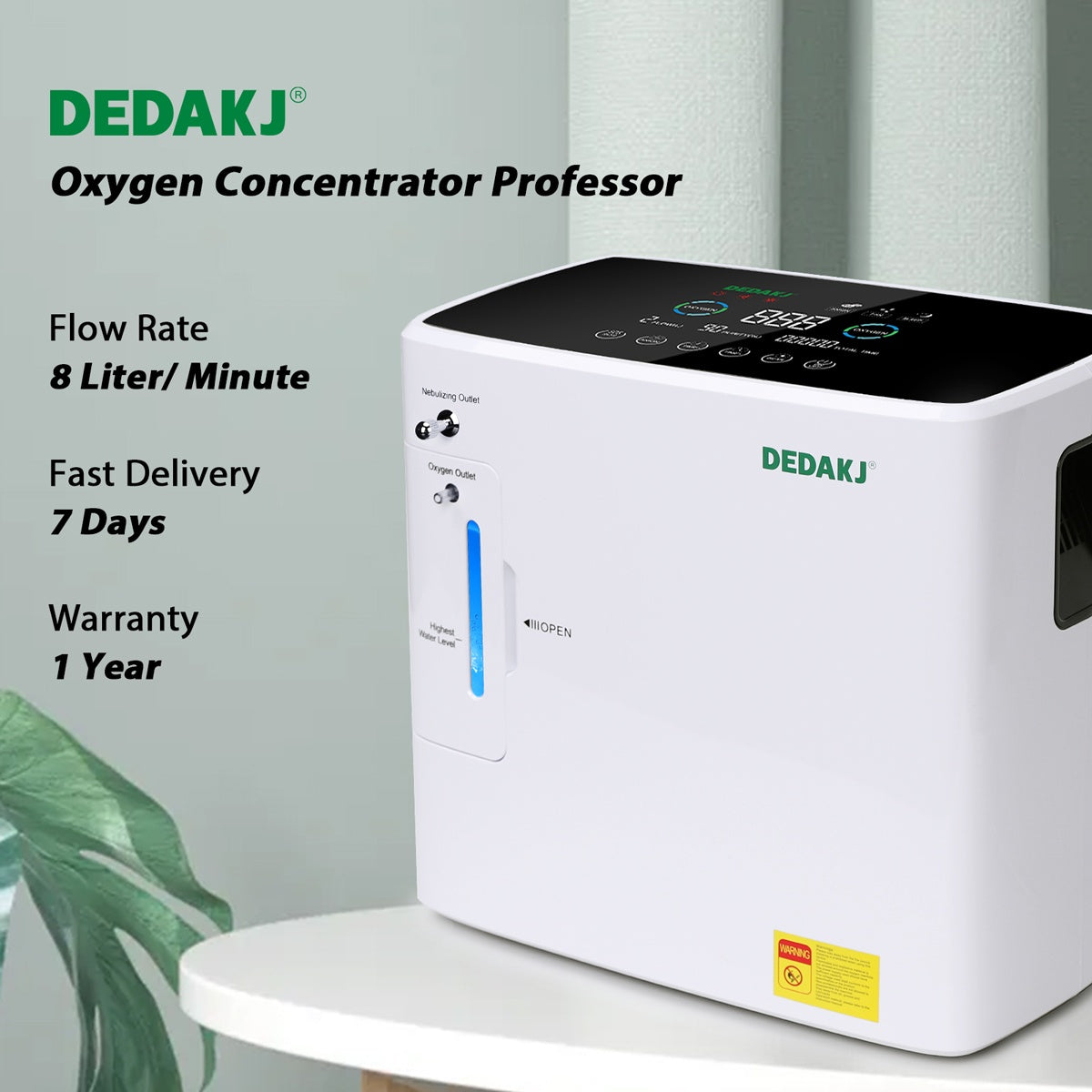 Comprar DEDAKJ 2-9 LPM Concentrador de oxígeno doméstico Generador de oxígeno de flujo continuo Máquina portátil para fabricar oxígeno DE-2SW