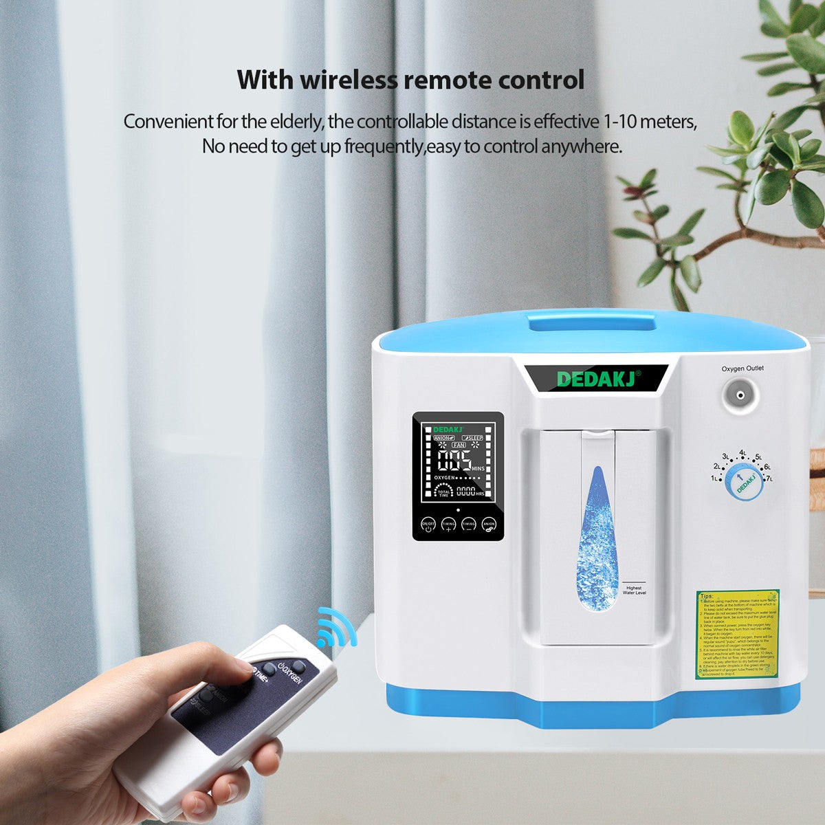 Buy DEDAKJ 7 Liter Continuous Flow Oxygen Concentrator DE-1A 1B ddt Portable Oxygen Generator Machine for Home Oxygen Therapy