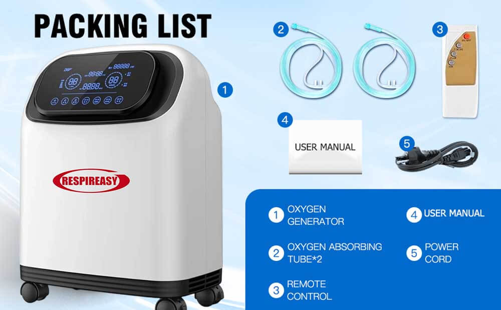 DEDAKJ Portable 1-9L Adjustable Continuous Flow Oxygen Generator Home Breathing Therapy Use Oxygen Concentrator with 93% High Purity