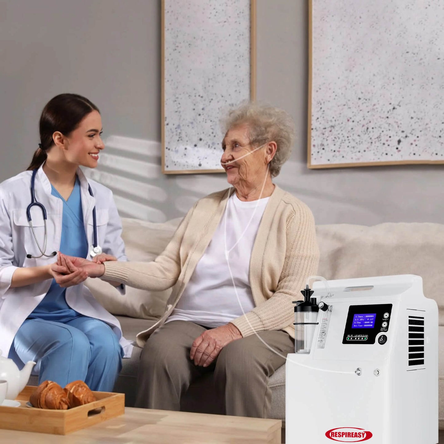 Buy FDA Approved Medical Grade Oxygen Concentrator RESPIREASY dedakj 5-10 Liters Continuous Flow O2 Generator for Home Therapy, 72-Hour Operation, Night & COPD Support