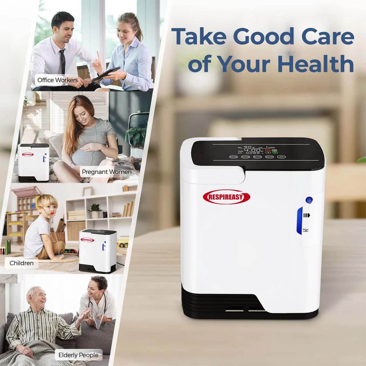 DEDAKJ Oxygen Concentrator 7L/min Adjustable Personal Care Portable Oxygen Making Machine for Home Use