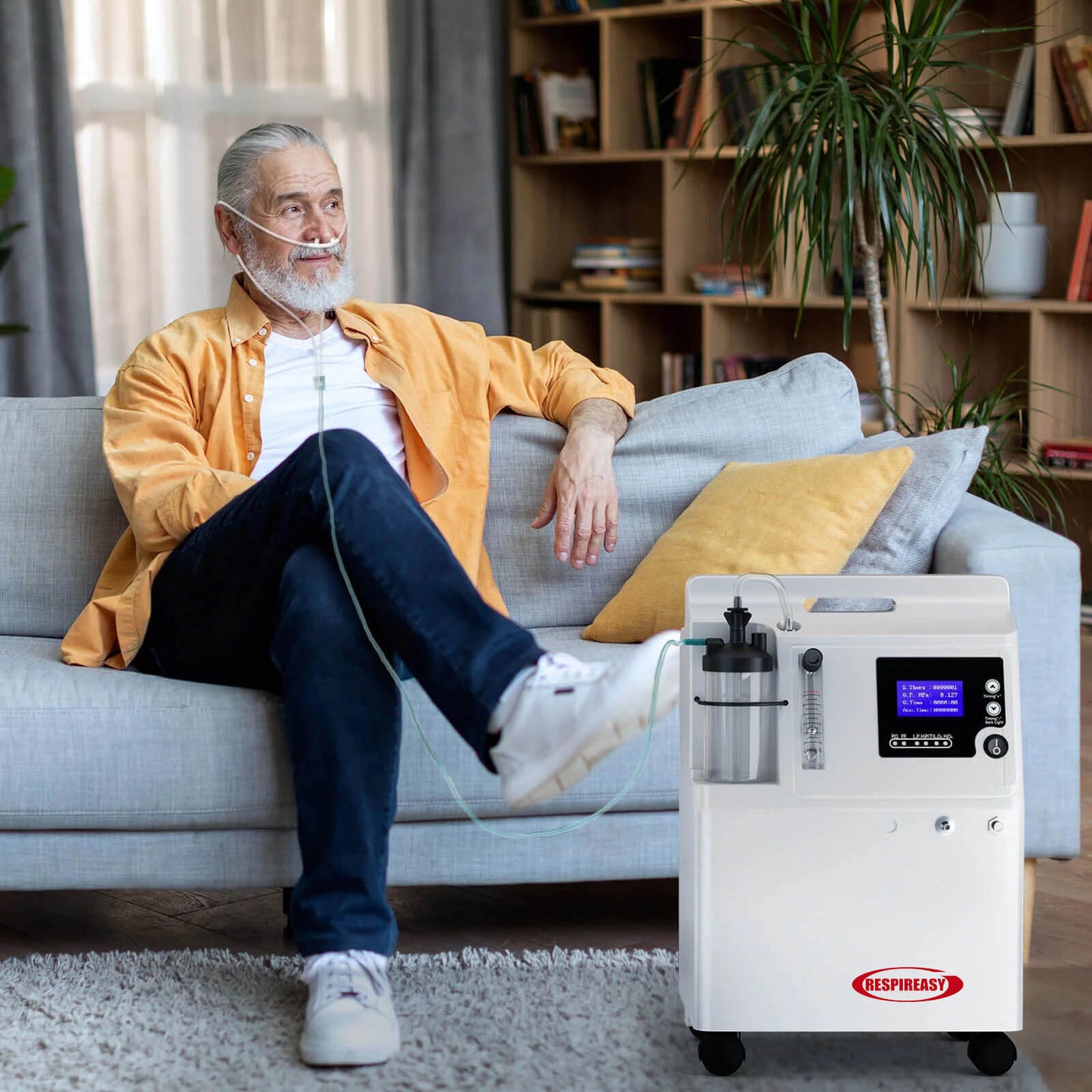 Buy FDA Approved Medical Grade Oxygen Concentrator RESPIREASY dedakj 5-10 Liters Continuous Flow O2 Generator for Home Therapy, 72-Hour Operation, Night & COPD Support