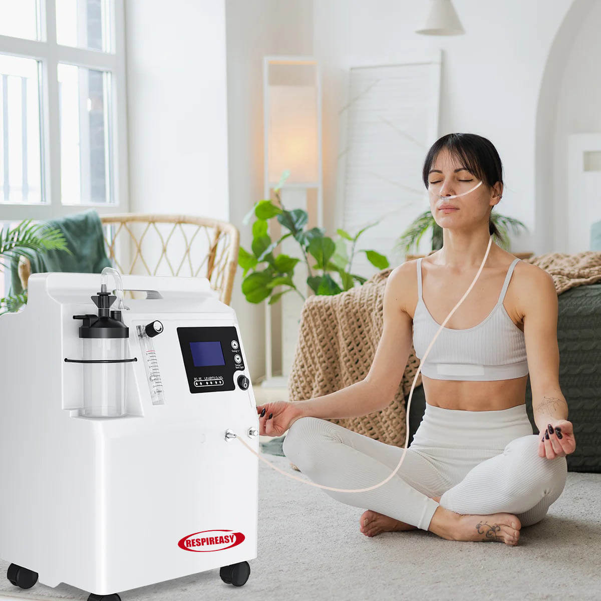 Buy FDA Approved Medical Grade Oxygen Concentrator RESPIREASY dedakj 5-10 Liters Continuous Flow O2 Generator for Home Therapy, 72-Hour Operation, Night & COPD Support