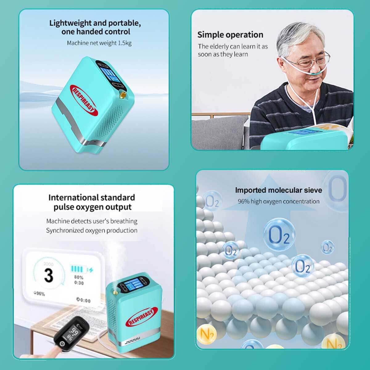 7 Liter Mini Mobile Oxygen Concentrator High Purity Travel Use Rechargeable Oxygen Generator Portable O2 Making Machine with Shoulder Carrying Bag