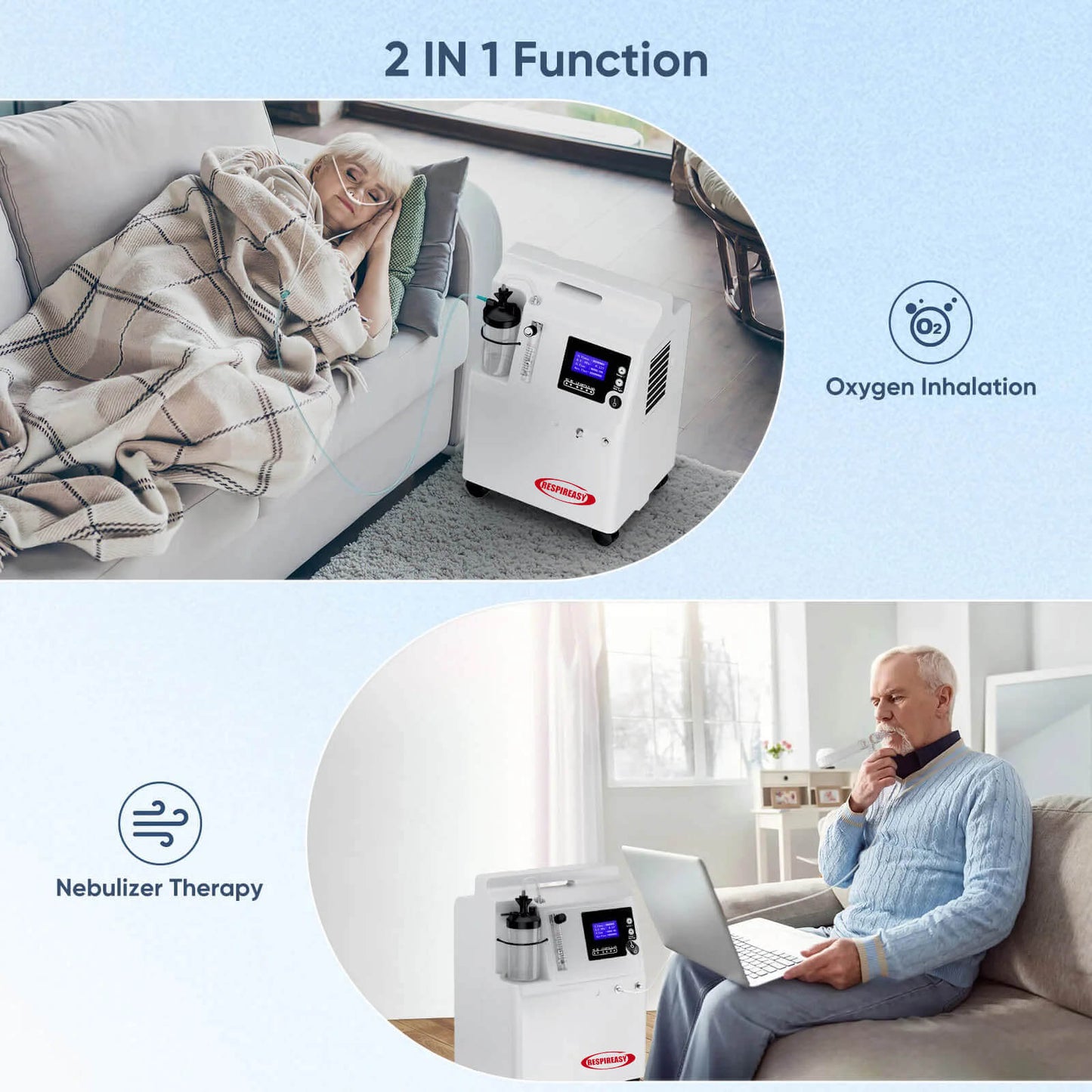 Buy FDA Approved Medical Grade Oxygen Concentrator RESPIREASY dedakj 5-10 Liters Continuous Flow O2 Generator for Home Therapy, 72-Hour Operation, Night & COPD Support
