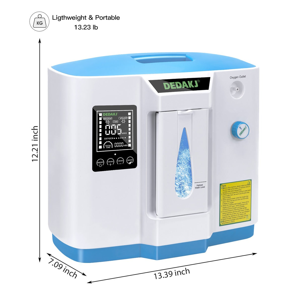 Buy DEDAKJ 7 Liter Continuous Flow Oxygen Concentrator DE-1A 1B ddt Portable Oxygen Generator Machine for Home Oxygen Therapy