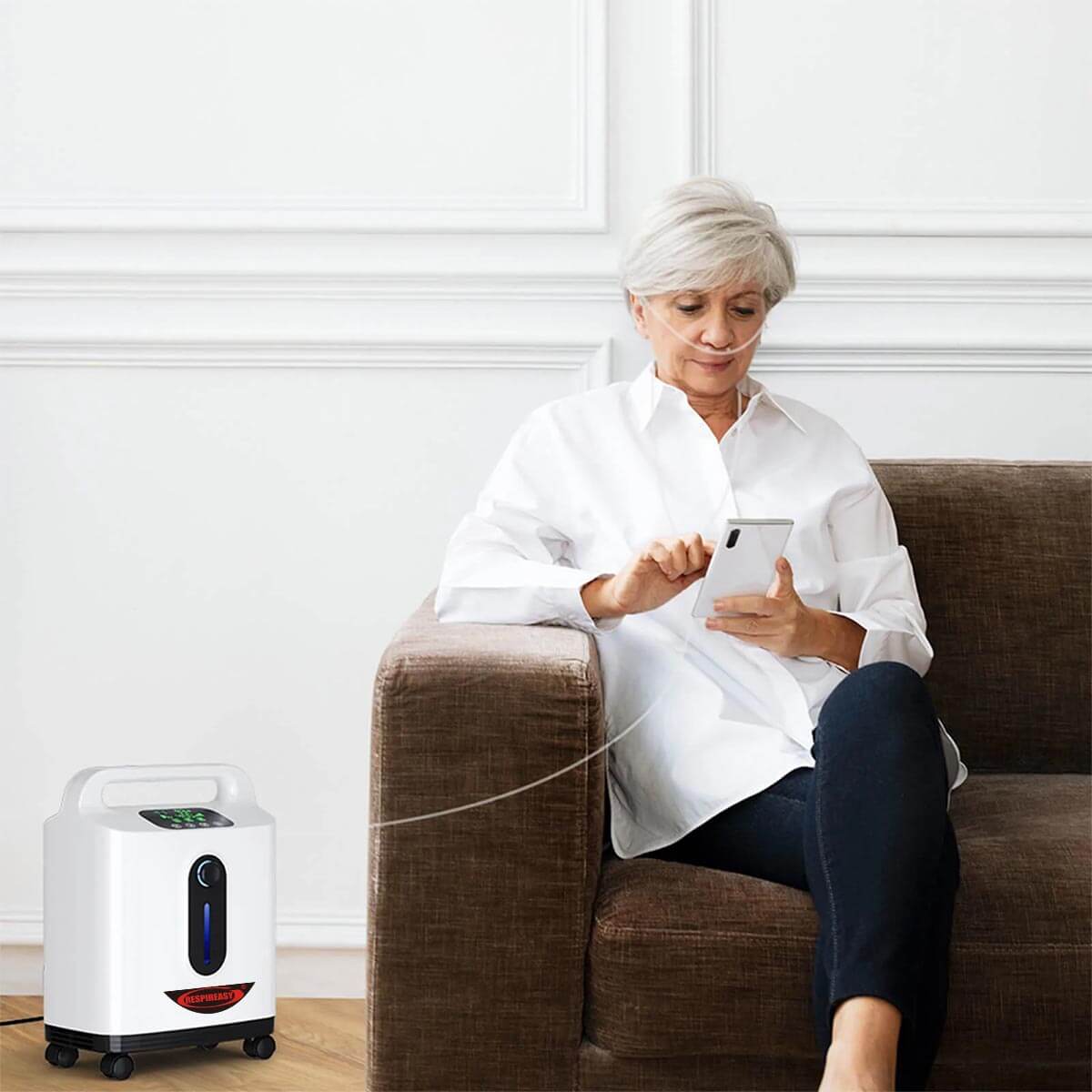 Concentrador de oxígeno portátil DEDAKJ de 2 a 9 L/min, 93 % de pureza, para uso personal, inhalador de oxígeno de flujo continuo con atomización para uso doméstico, con accesorios completos.