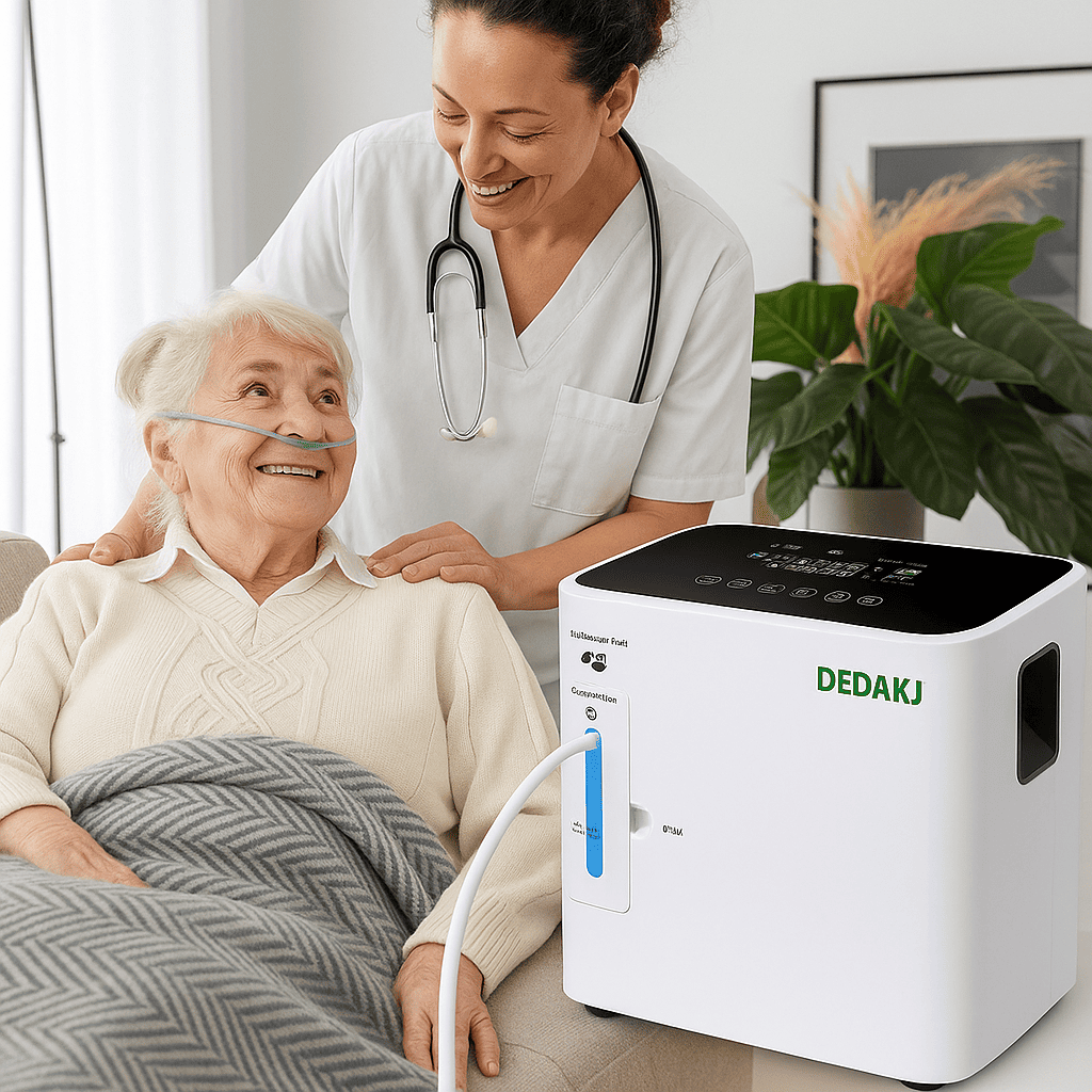 Comprar DEDAKJ 2-9 LPM Concentrador de oxígeno doméstico Generador de oxígeno de flujo continuo Máquina portátil para fabricar oxígeno DE-2SW
