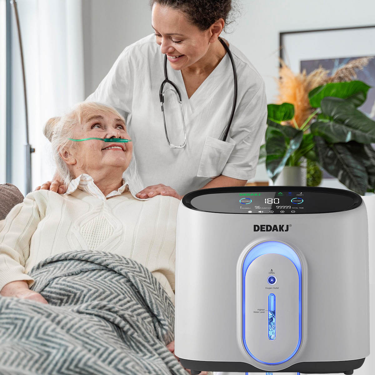 High Quality Portable 8 Liter Oxygen Concentrator Home Continuous Flow O2 Therapy Supply Concentrador De Oxigeno DEDAKJ Oxygene Concentrator