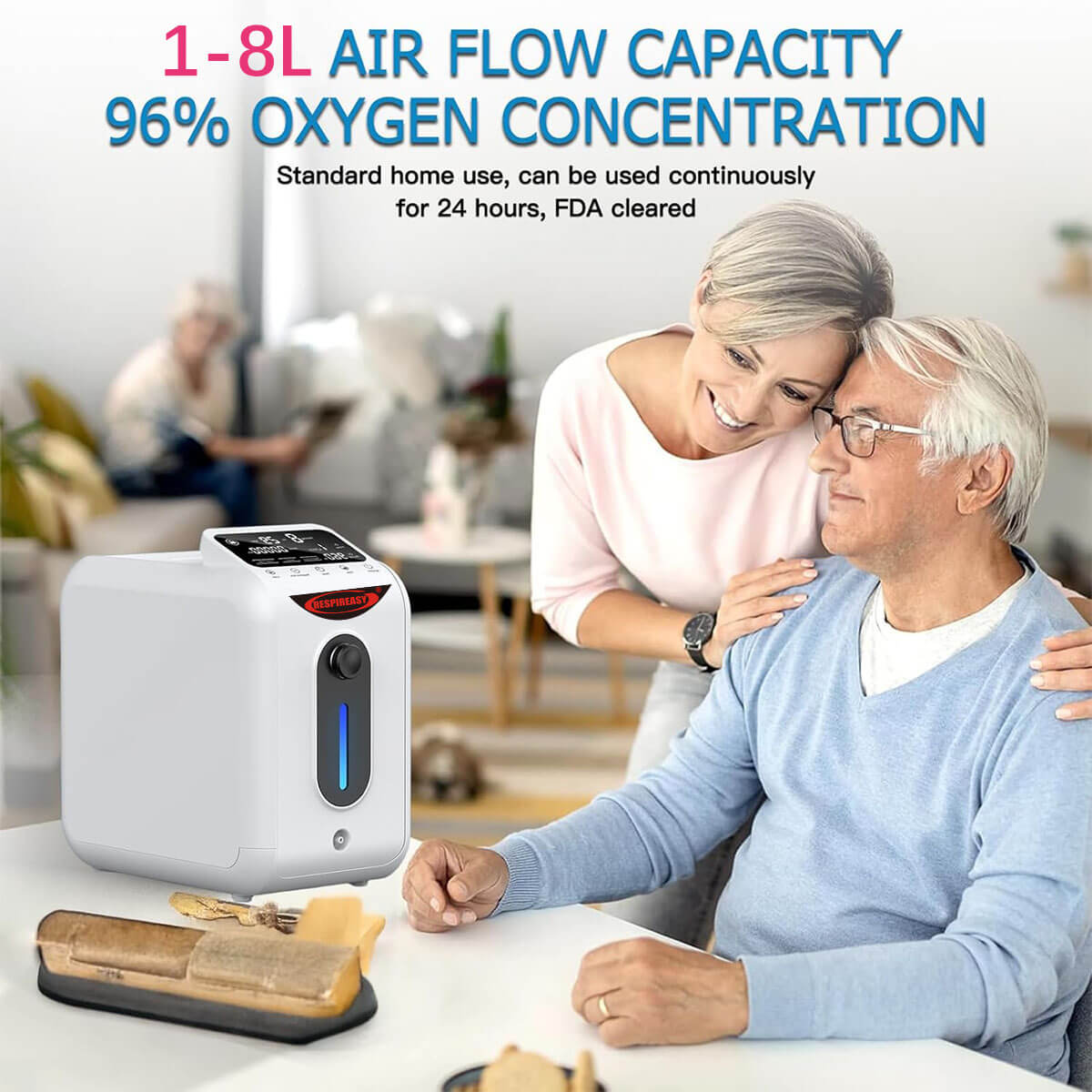 2025 For Sale 8LPM Oxygen Concentrator Continuous Flow Portable 1- 8 Liters O2 Machine Home Oxygen Supply Medical Oxy Therapy Equipment Maquina De Oxigenoterapia