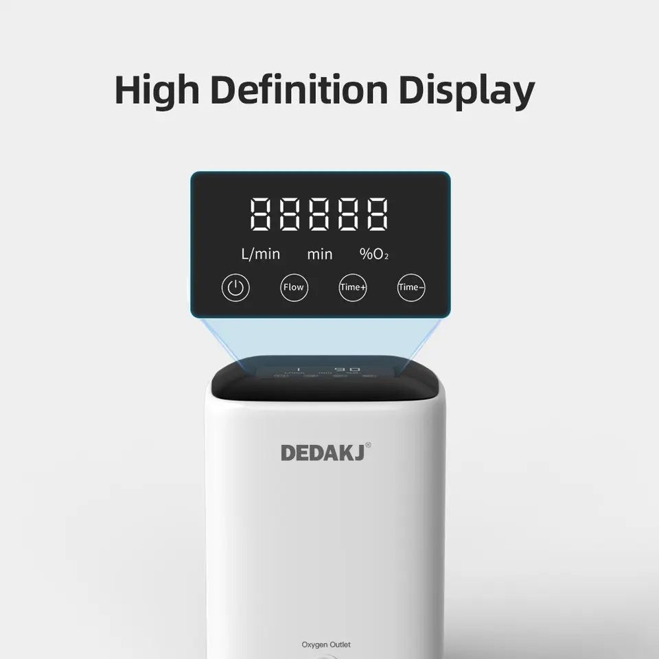 DEDAKJ Portable Continuous Flow Oxygen Concentrator 7liter/Min 93% High Concentration Home Breathing Oxygen Concentrator Generator（2023 Newest Updated Version）