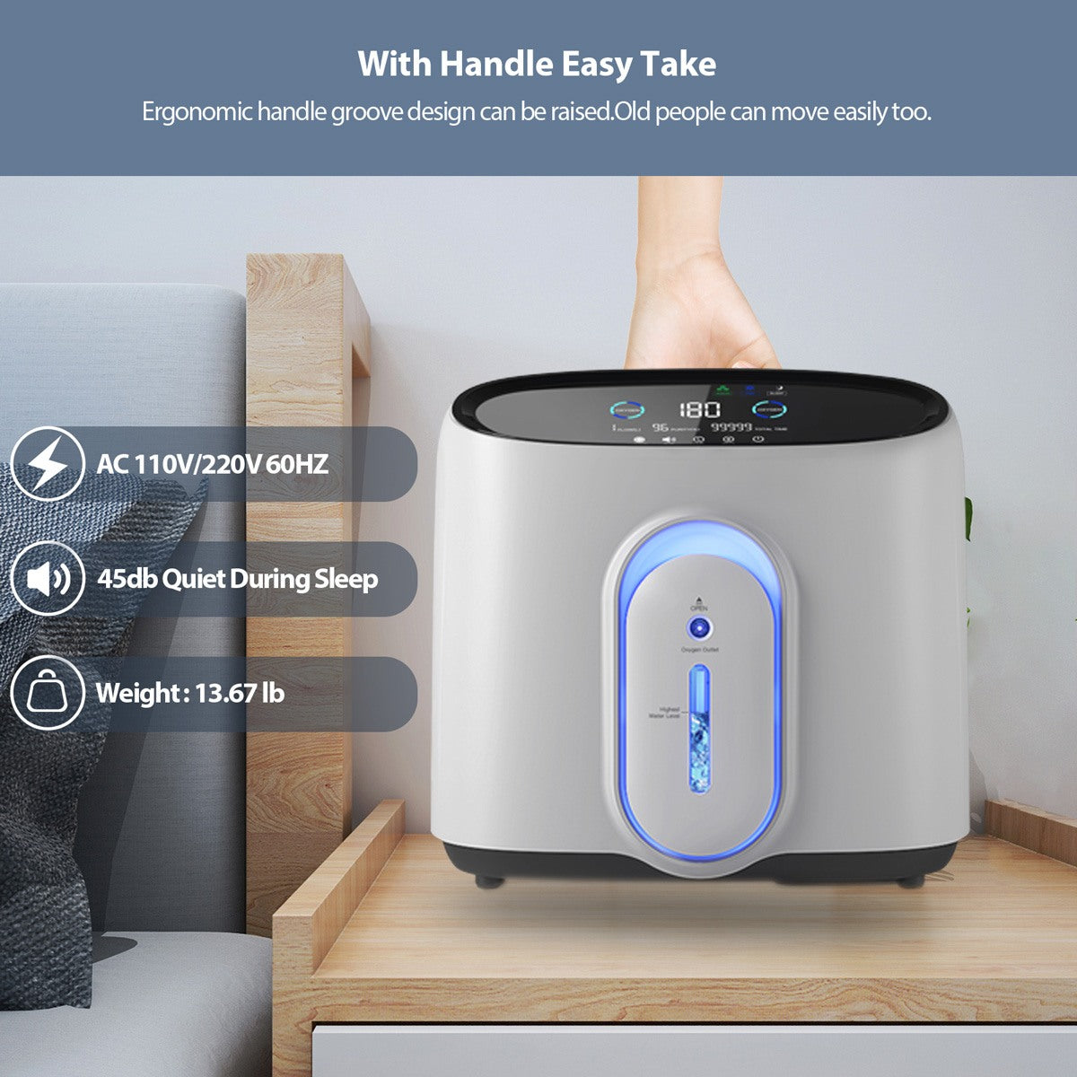 High Quality Portable 8 Liter Oxygen Concentrator Home Continuous Flow O2 Therapy Supply Concentrador De Oxigeno DEDAKJ Oxygene Concentrator