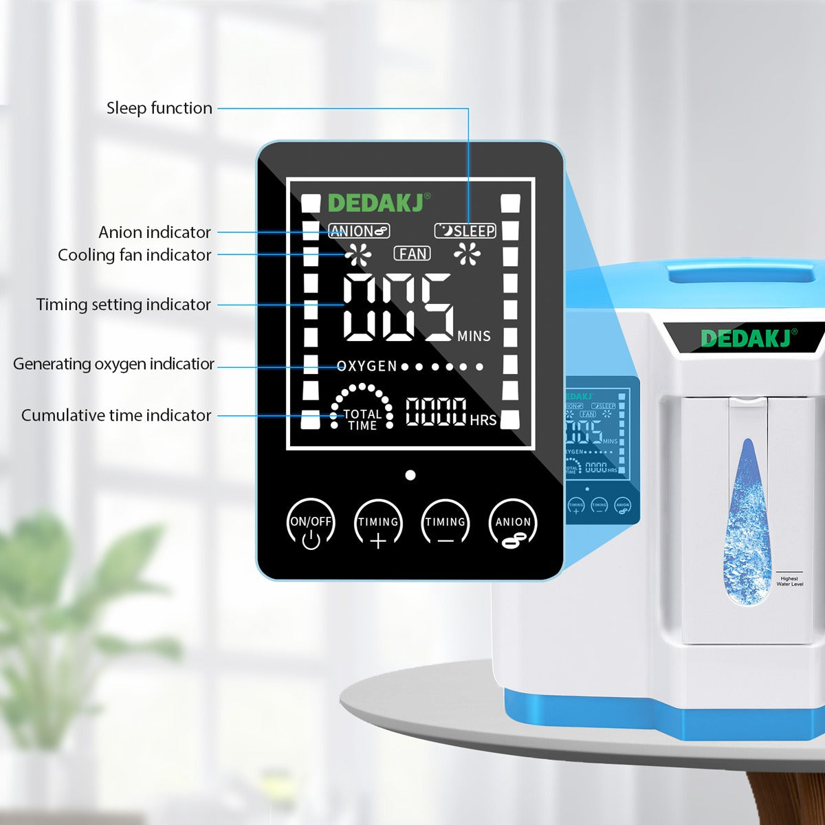 Buy DEDAKJ 7 Liter Continuous Flow Oxygen Concentrator DE-1A 1B ddt Portable Oxygen Generator Machine for Home Oxygen Therapy