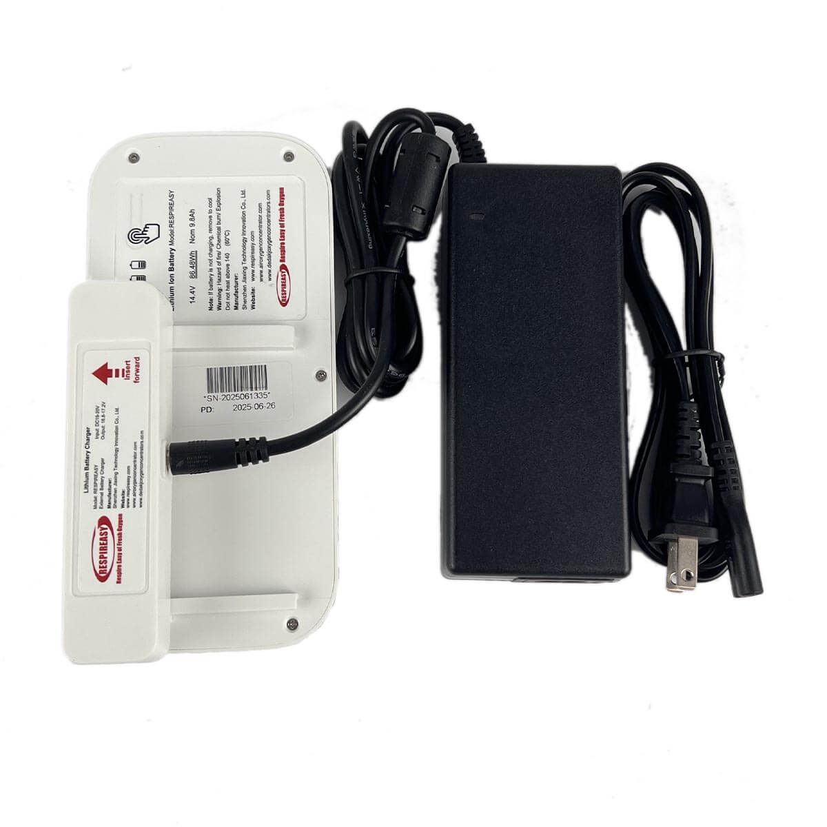 Buy Oxygen Accessory Part: Original External Battery Charger for RespirEasy Mini Portable Oxygen Concentrator REA REC RES (External Charger, Power Cord, Rechargeable Lithium Battery)