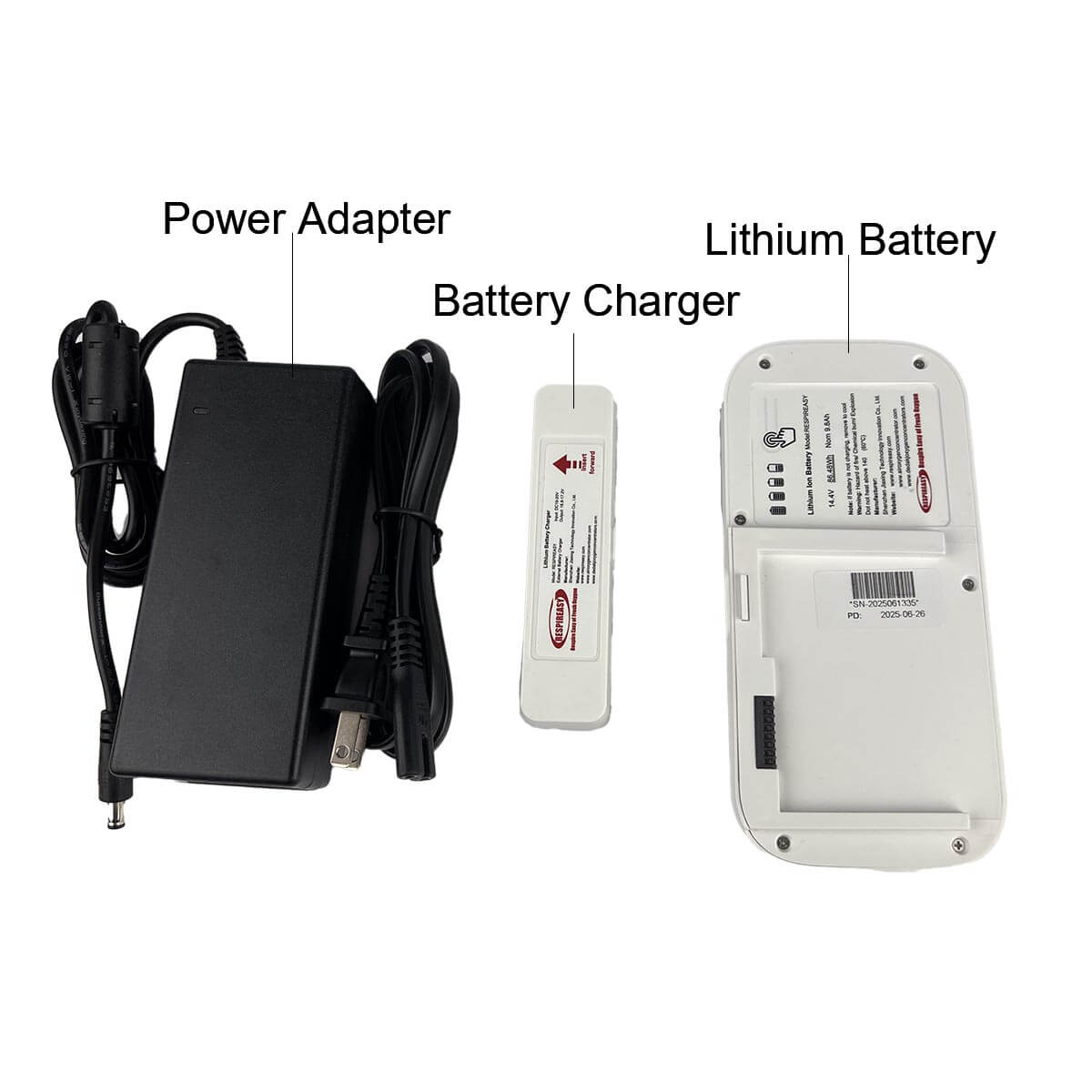 Buy Oxygen Accessory Part: Original External Battery Charger for RespirEasy Mini Portable Oxygen Concentrator REA REC RES (External Charger, Power Cord, Rechargeable Lithium Battery)