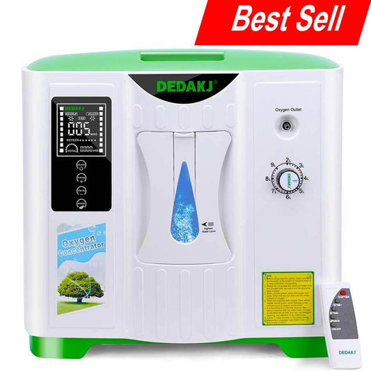 DEDAKJ 9 LPM Powerful Home Oxygen Concentrator 93% High Purity Portable Continuous Flow Rate Travel Oxygen Concentrator DE-2A