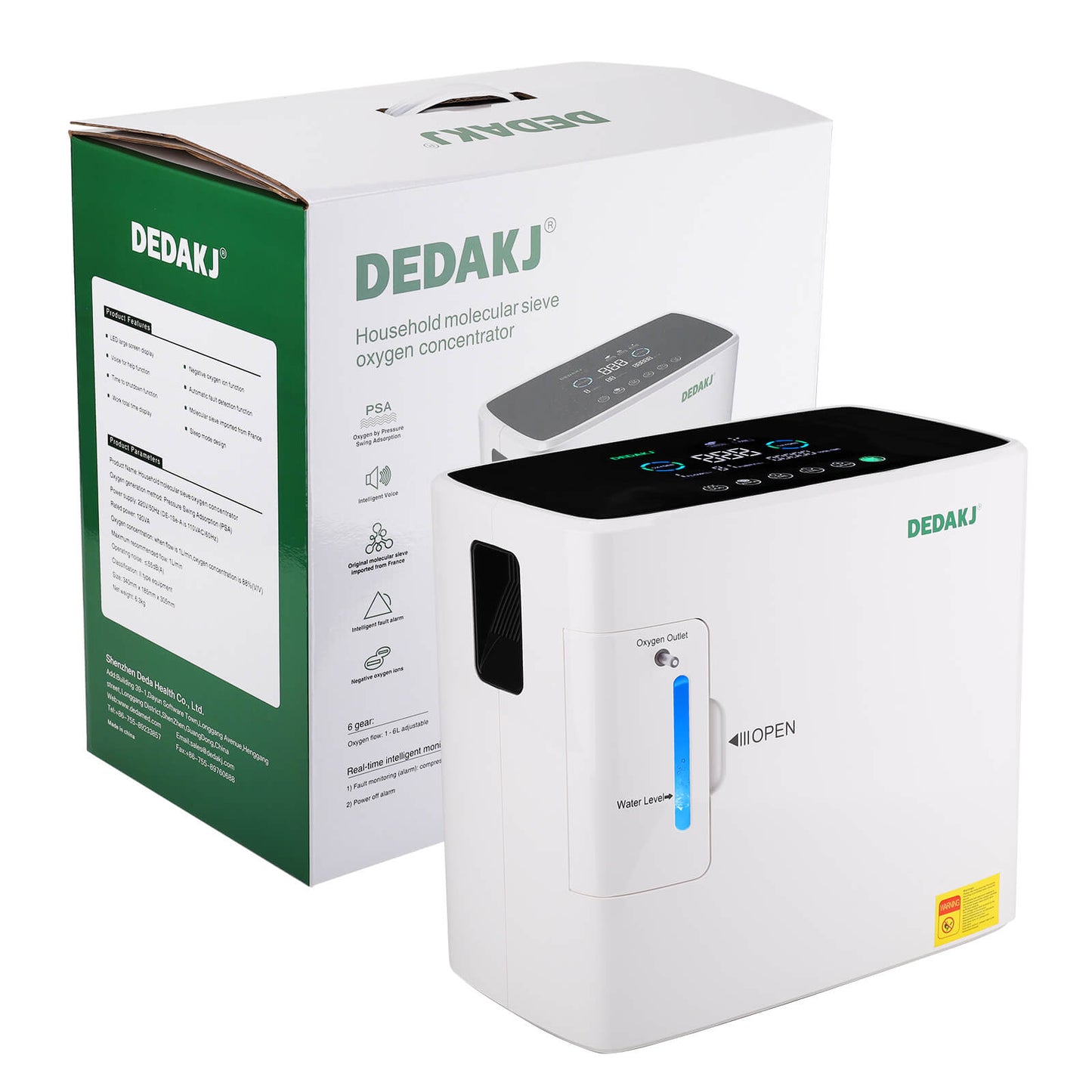 Comprar DEDAKJ 2-9 LPM Concentrador de oxígeno doméstico Generador de oxígeno de flujo continuo Máquina portátil para fabricar oxígeno DE-2SW