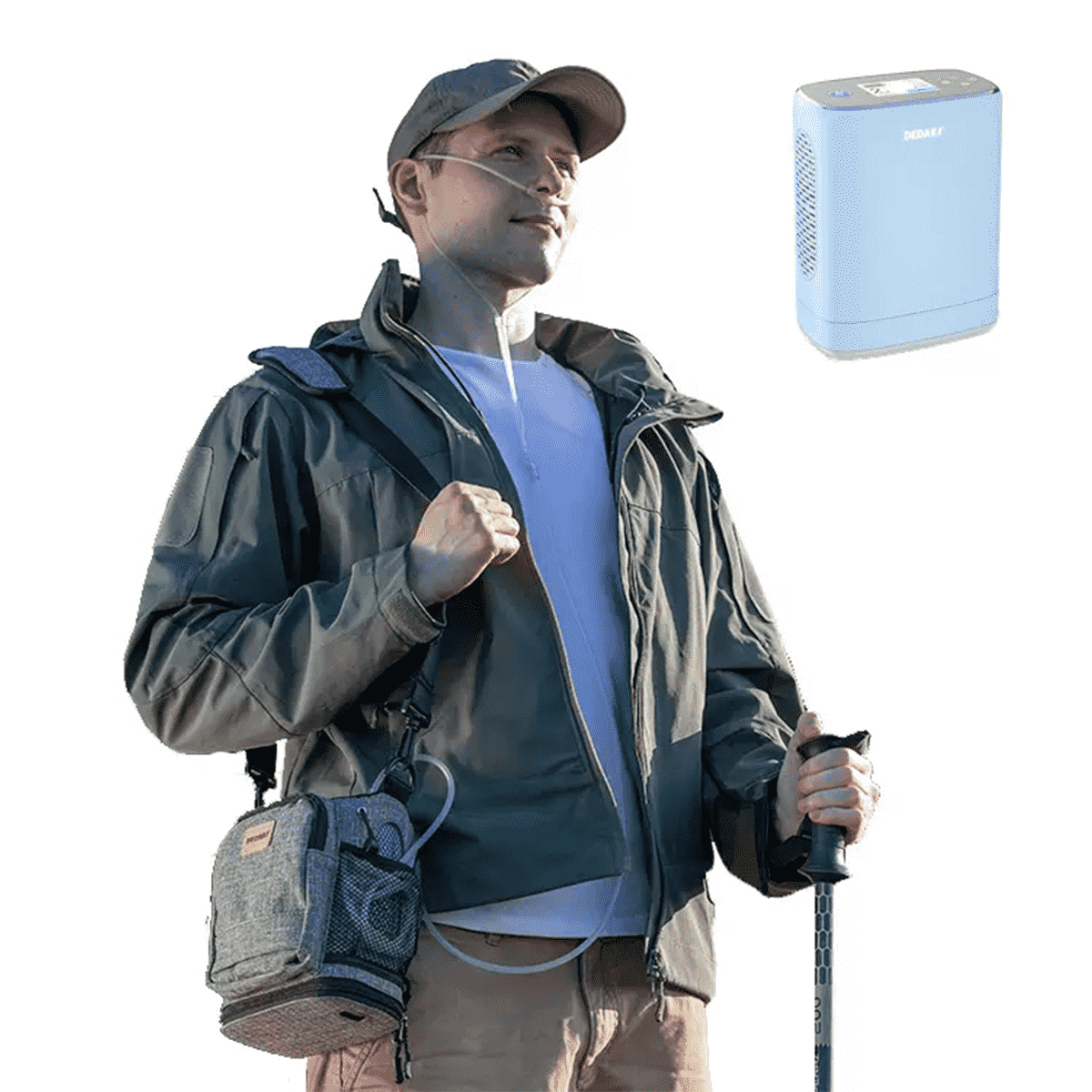 DEDAKJ de mano MINI portátil de oxígeno Cocnentrator 3 litros móvil ligero continúa oxígeno que hace la máquina del generador para la actividad de viaje al aire libre, con batería de litio recargable y mochila