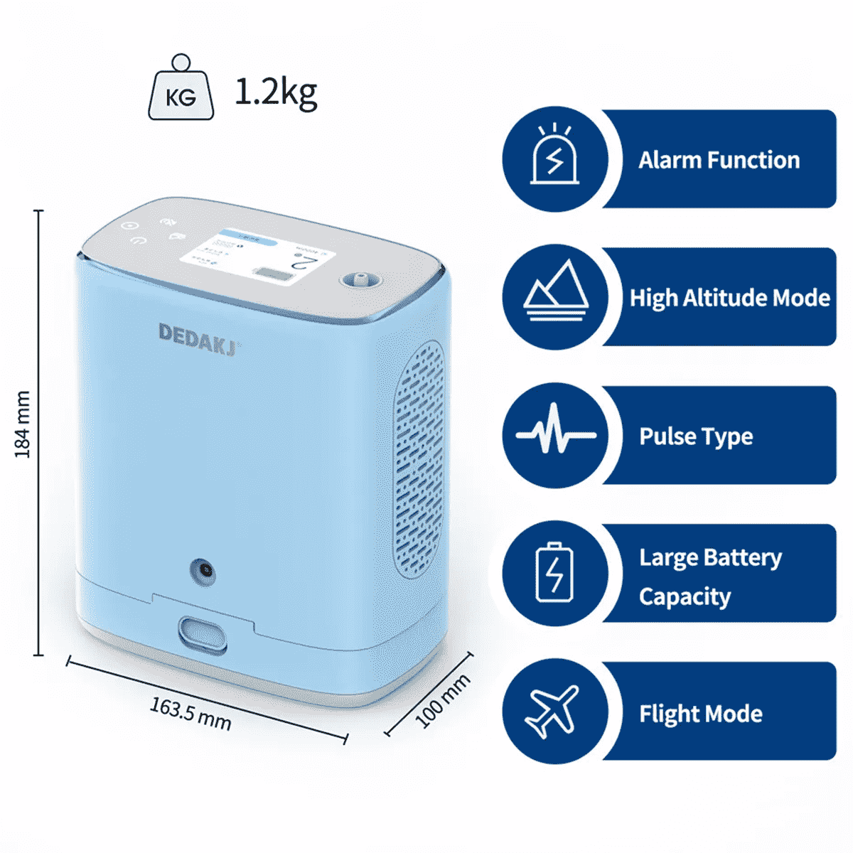 DEDAKJ de mano MINI portátil de oxígeno Cocnentrator 3 litros móvil ligero continúa oxígeno que hace la máquina del generador para la actividad de viaje al aire libre, con batería de litio recargable y mochila