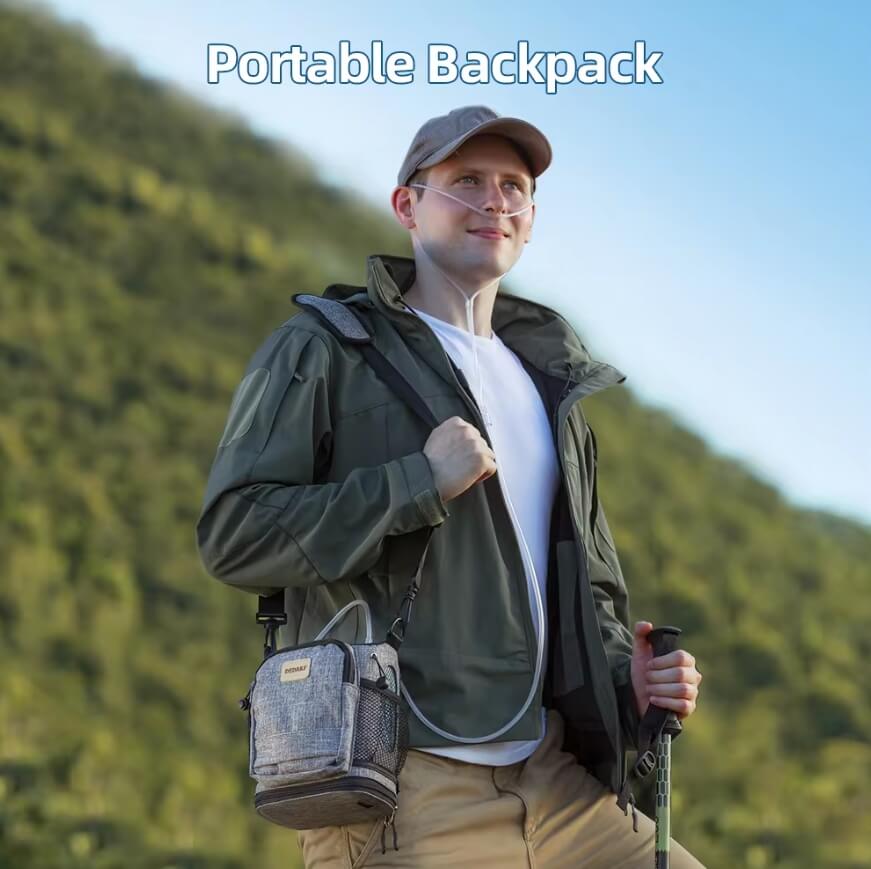 DEDAKJ de mano MINI portátil de oxígeno Cocnentrator 3 litros móvil ligero continúa oxígeno que hace la máquina del generador para la actividad de viaje al aire libre, con batería de litio recargable y mochila