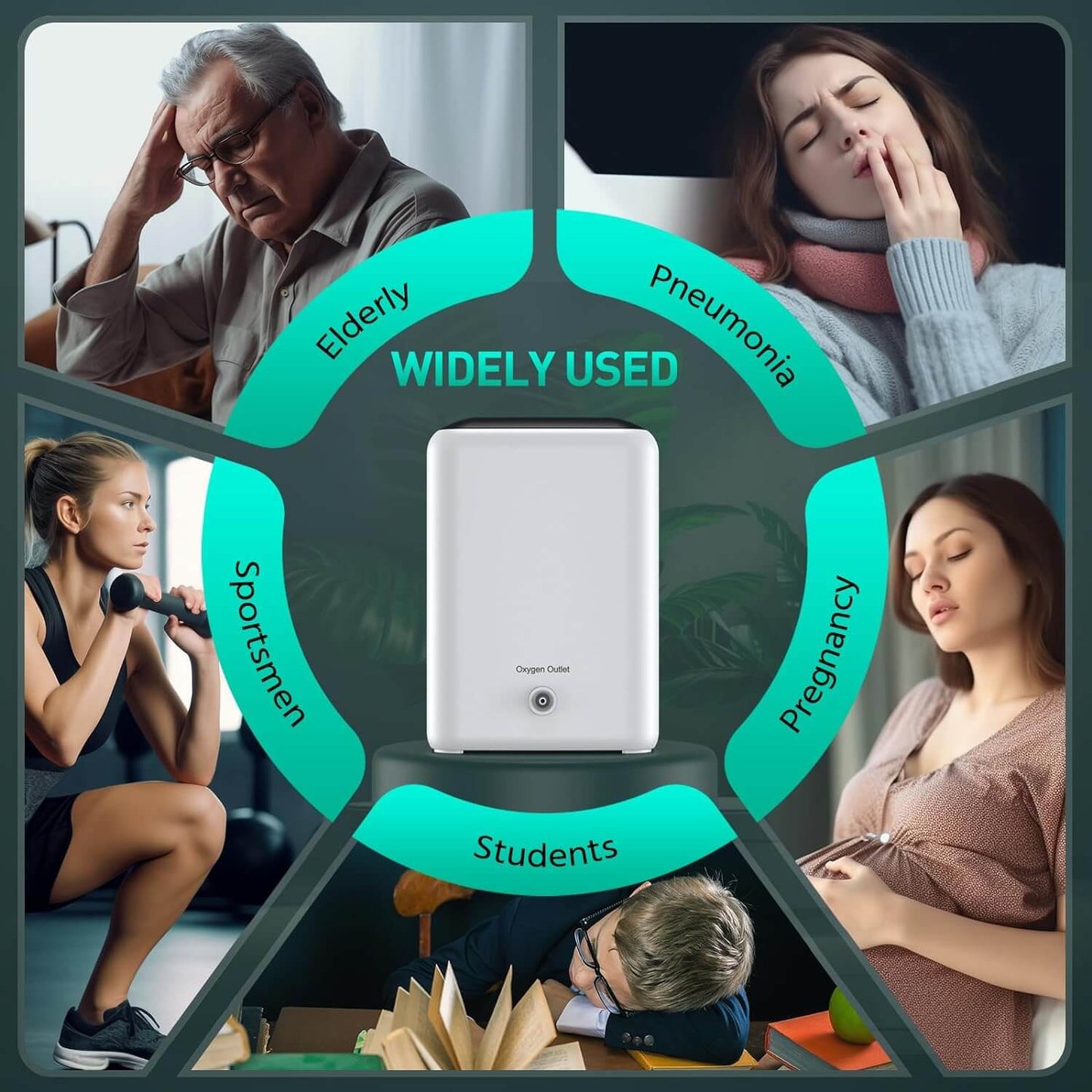 Buy Portable 7 Liter Continuous Flow Oxygen Concentrators DEDAKJ DE-C1L Oxygen Concentrator for Home Oxygen Breathing Therapy, 110V Low Noise Support Whole Night Working