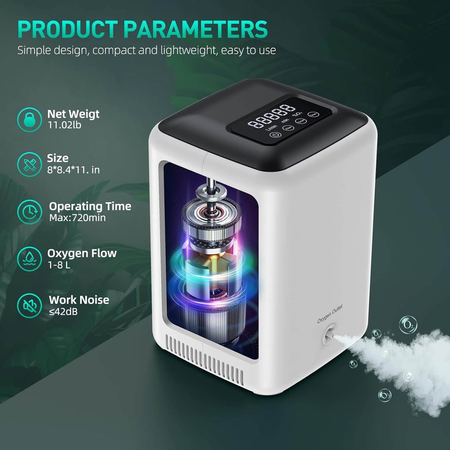 Buy Portable 7 Liter Continuous Flow Oxygen Concentrators DEDAKJ DE-C1L Oxygen Concentrator for Home Oxygen Breathing Therapy, 110V Low Noise Support Whole Night Working