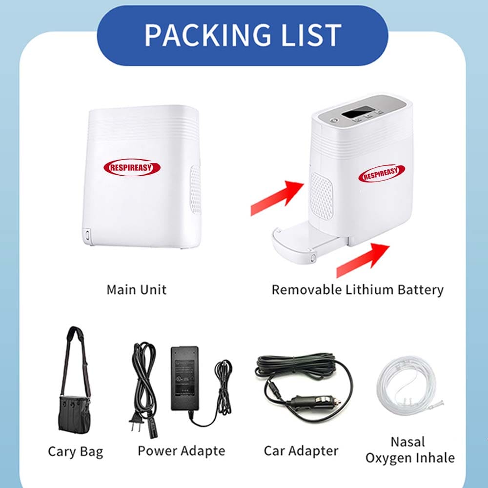 Portable Oxygen Concentrator 5 Liter Continuous Flow Rate Mini Size Rechargeable POC Oxygenerator O2 Making Machine with 6700mA Battery