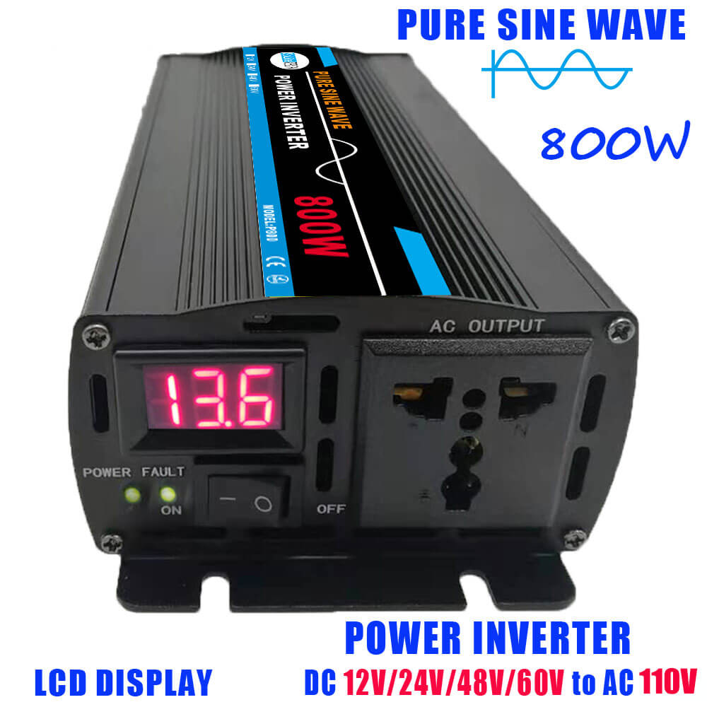 Inversor de potencia de coche-12V a 110V Convertidor de potencia de onda sinusoidal pura de 2000 vatios Compacto DC a CA Inversor de energía de coche Compatible con la máquina de oxígeno concentrador de oxígeno