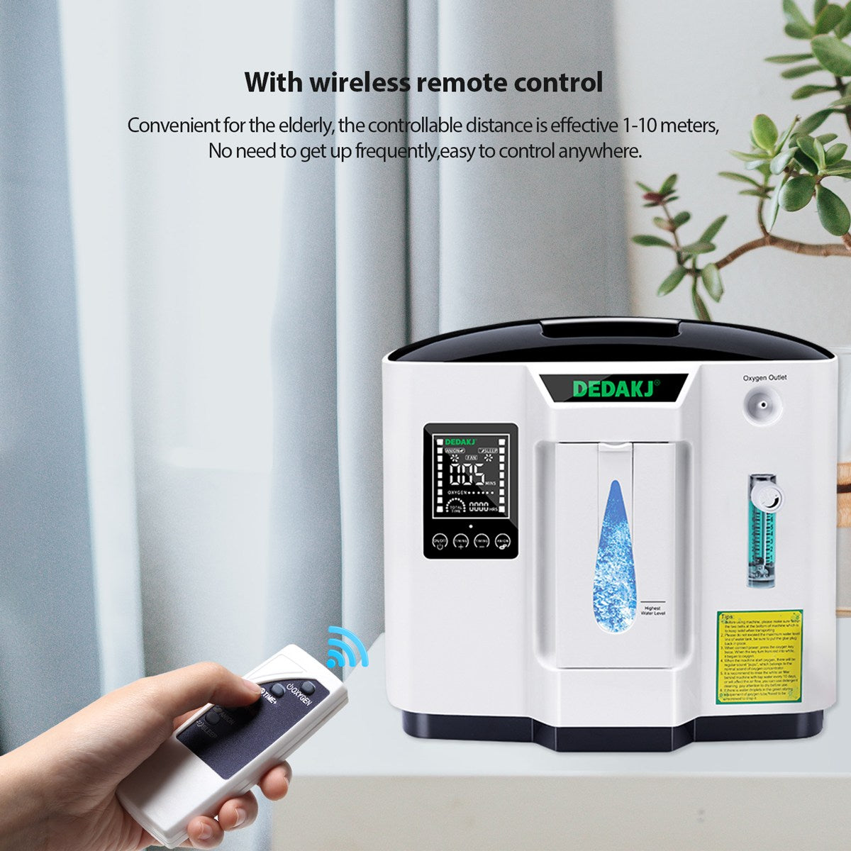 7 Liters 93% High Concentration Continuous Flow Home Oxygen Concentrator DEDAKJ Portable Oxygen Generator without Nebulizer Function 110V/220V DE-1A