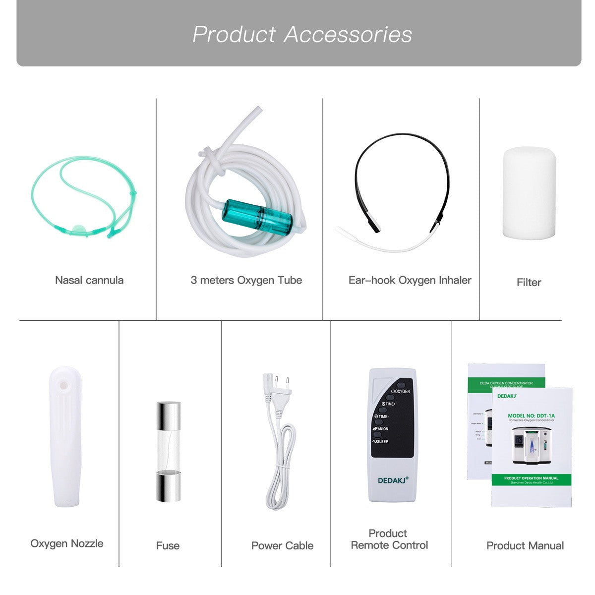 7 Liters 93% High Concentration Continuous Flow Home Oxygen Concentrator DEDAKJ Portable Oxygen Generator without Nebulizer Function 110V/220V DE-1A