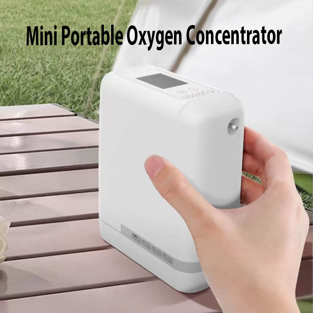 Concentrador de oxígeno portátil de batería de 1 a 7 litros DEDAKJ KPA 93% de alta pureza, generador de oxígeno de tamaño pequeño para viajes en coche