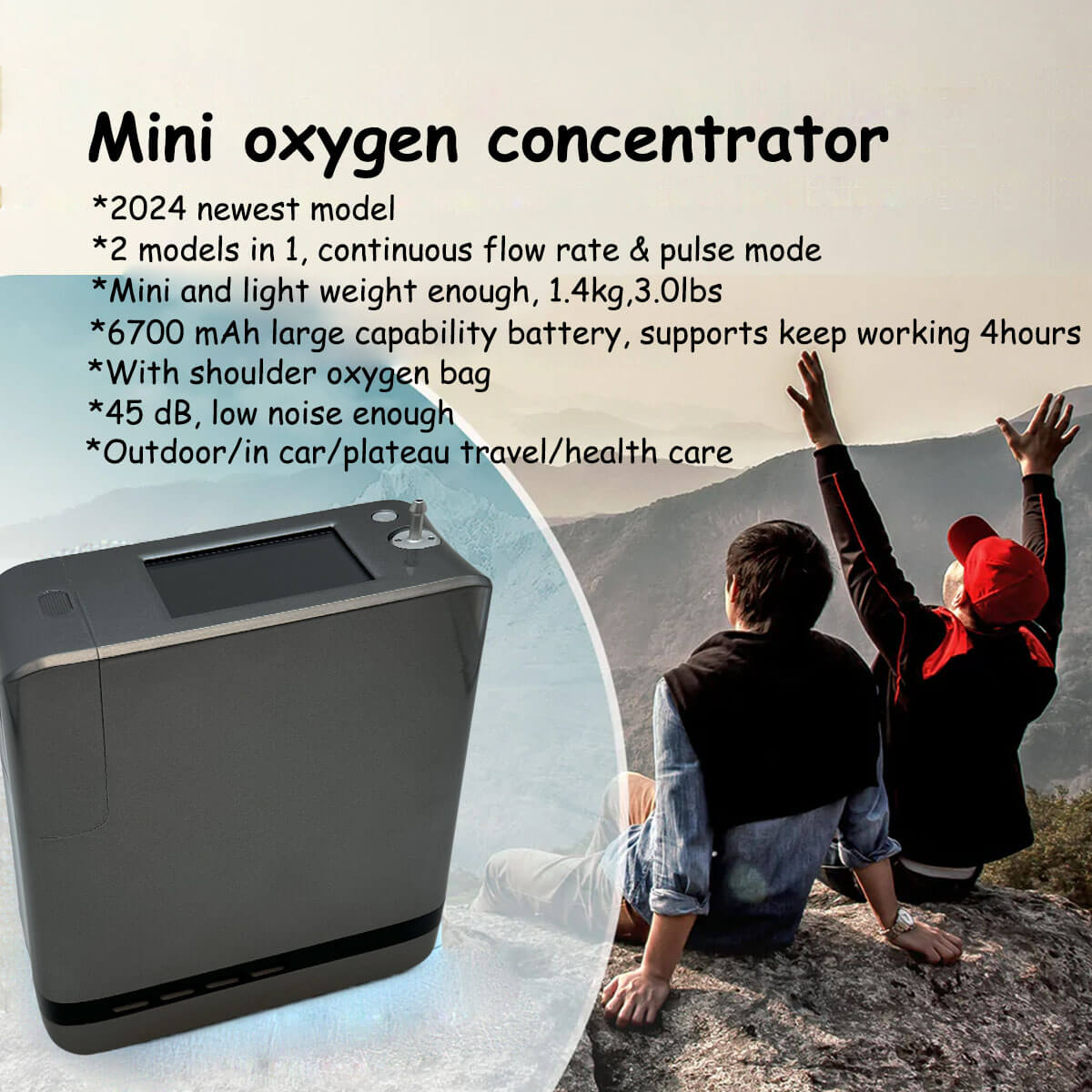 👍👍👍Top 9 Liters Small Portable O2 Concentrator DEDAKJ 93% High Purity Mini Mobile Oxygem Machine RESPIREASY Home Powerful Flow Oxygen Concentrator for Travel Use