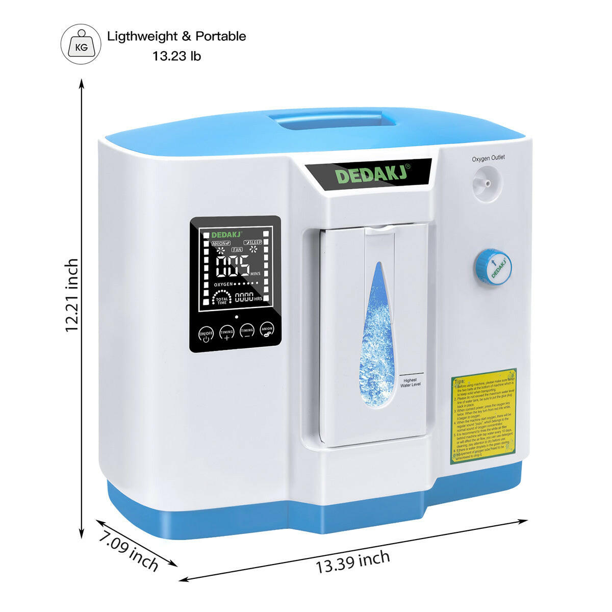 DEDAKJ 7liter continuous flow home oxygen concentrator DE-1B