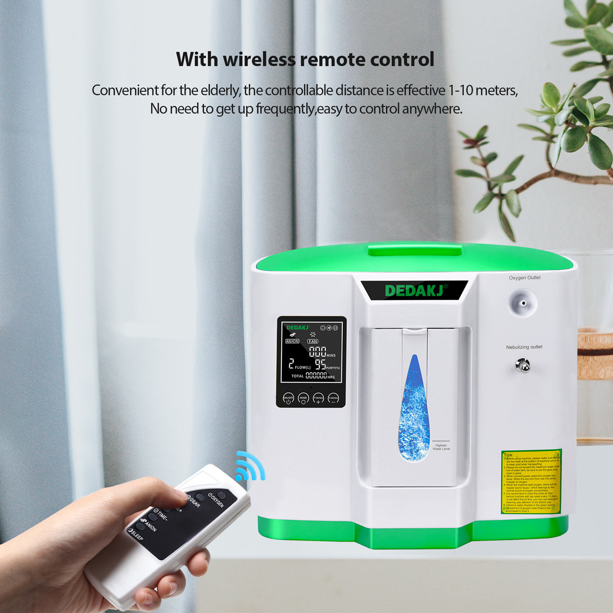 DEDAKJ 9liter continuous flow home oxygen concentrator DE-2AW