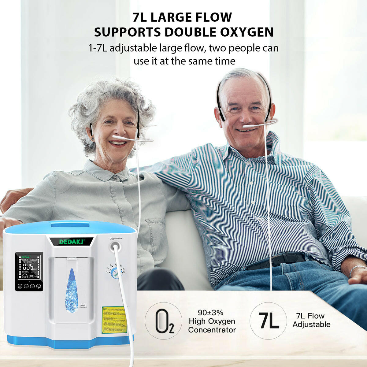 home continuous flow 7liter DEDAKJ oxygen concentrator DE-1B