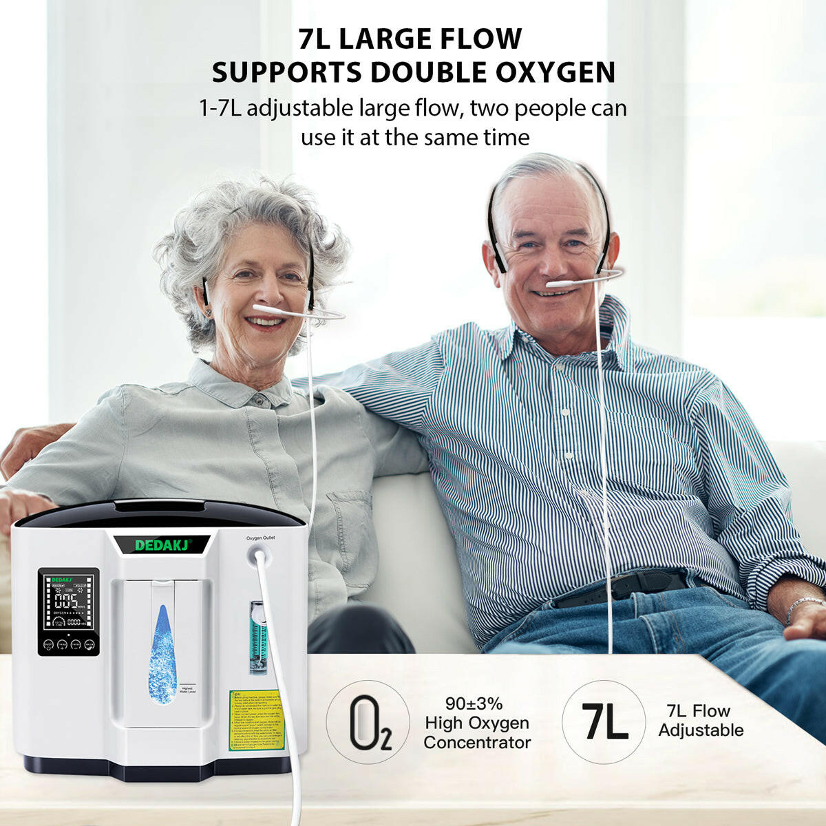 DEDAKJ 7liter continuous flow home oxygen concentrator DE-1A