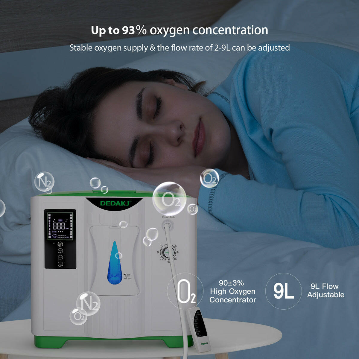 9 liter continuous flow home oxygen concentrator DEDAKJ DE-2A