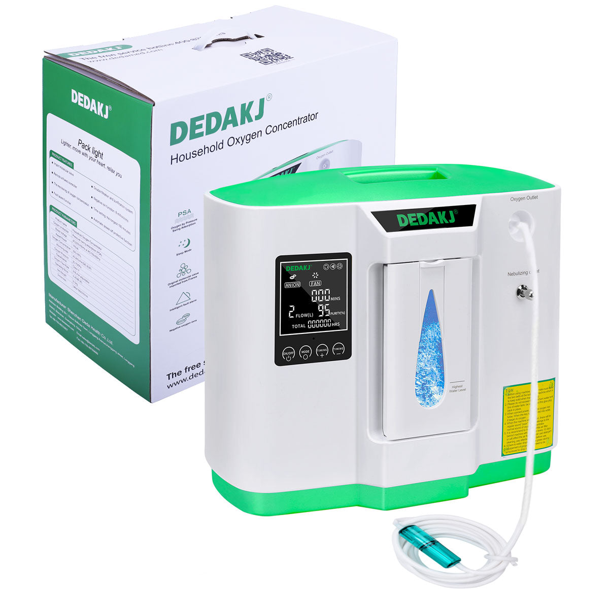 DEDAKJ 9liter continuous flow home oxygen concentrator DE-2AW