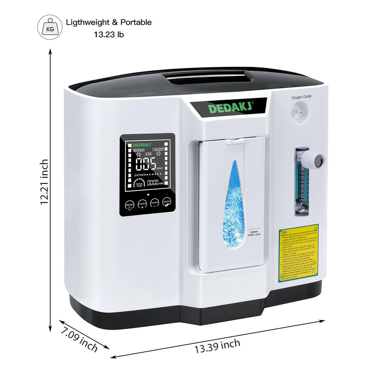 DEDAKJ 7liter continuous flow home oxygen concentrator DE-1A