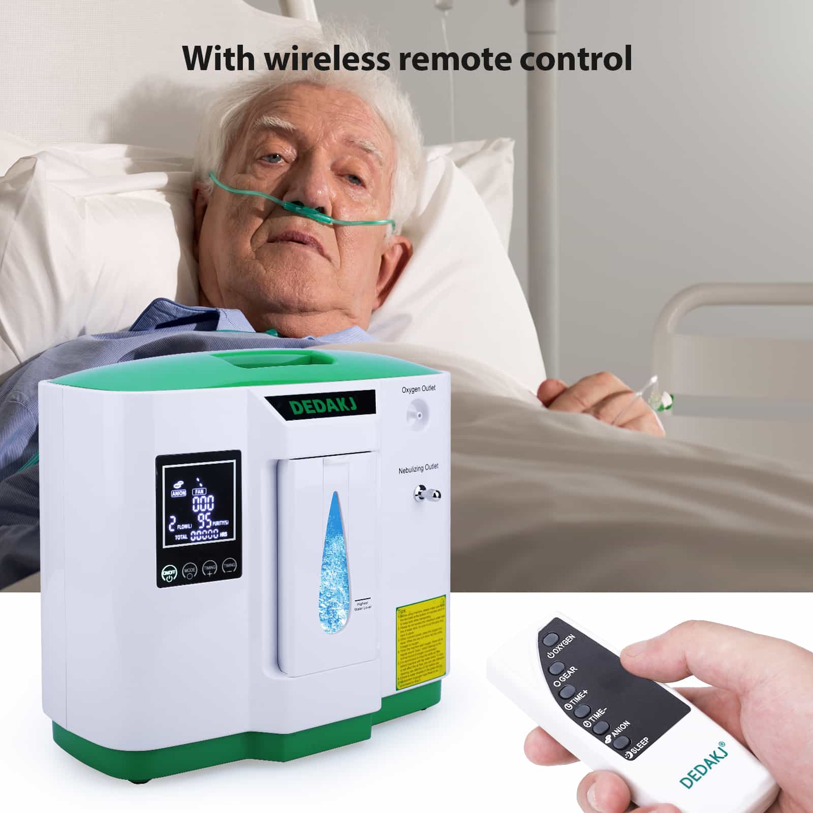 DEDAKJ 9liter continuous flow home oxygen concentrator DE-2AW