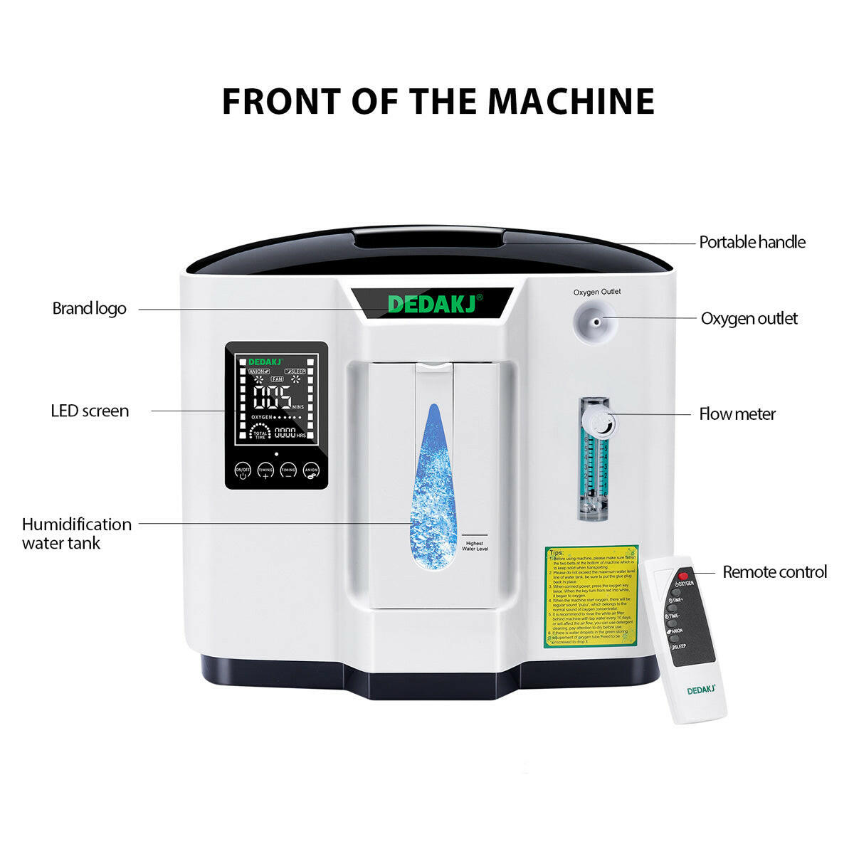 DEDAKJ 7liter continuous flow home oxygen concentrator DE-1A