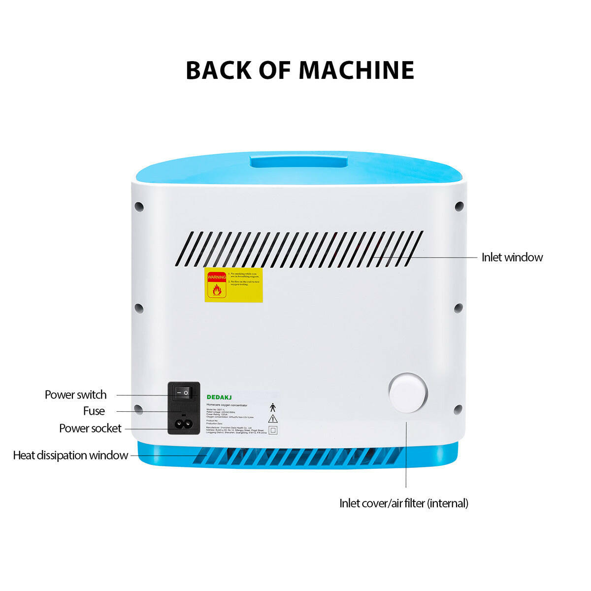 DEDAKJ 7liter continuous flow home oxygen concentrator DE-1B