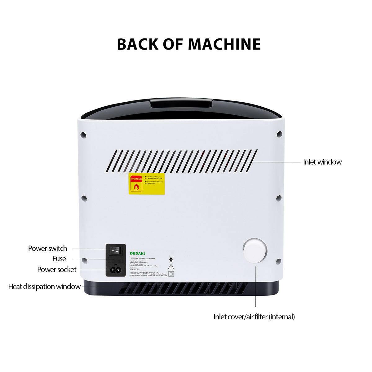 DEDAKJ 7liter continuous flow home oxygen concentrator DE-1A