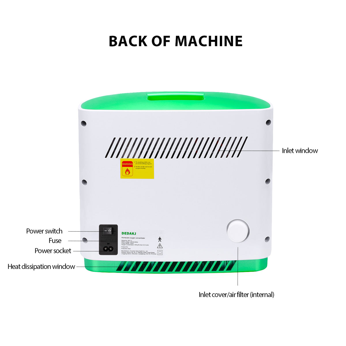 DEDAKJ 9liter continuous flow home oxygen concentrator DE-2AW