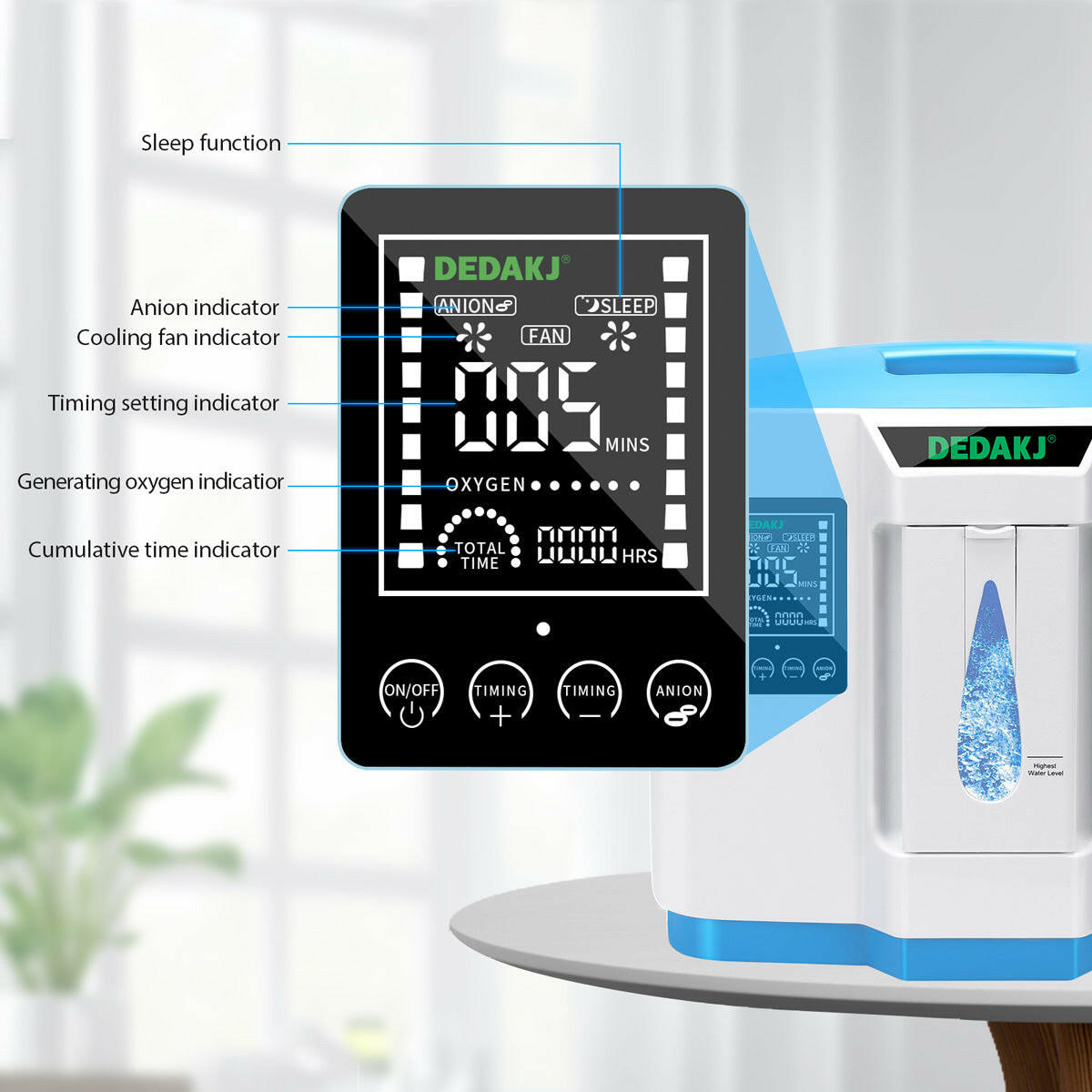 7liter continuous flow home DEDAKJ oxygen concentrator DE-1B