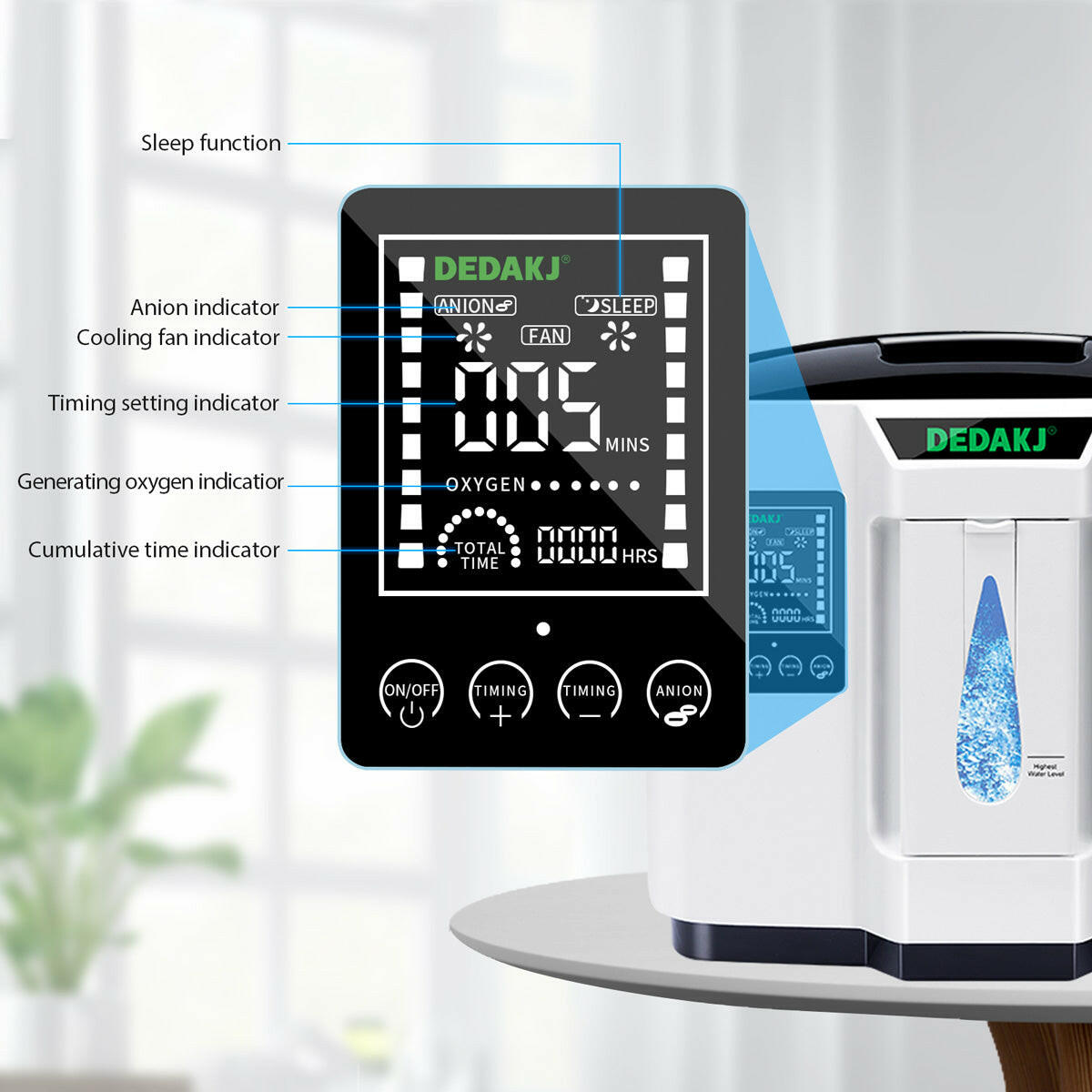 DEDAKJ 7liter continuous flow home oxygen concentrator DE-1A