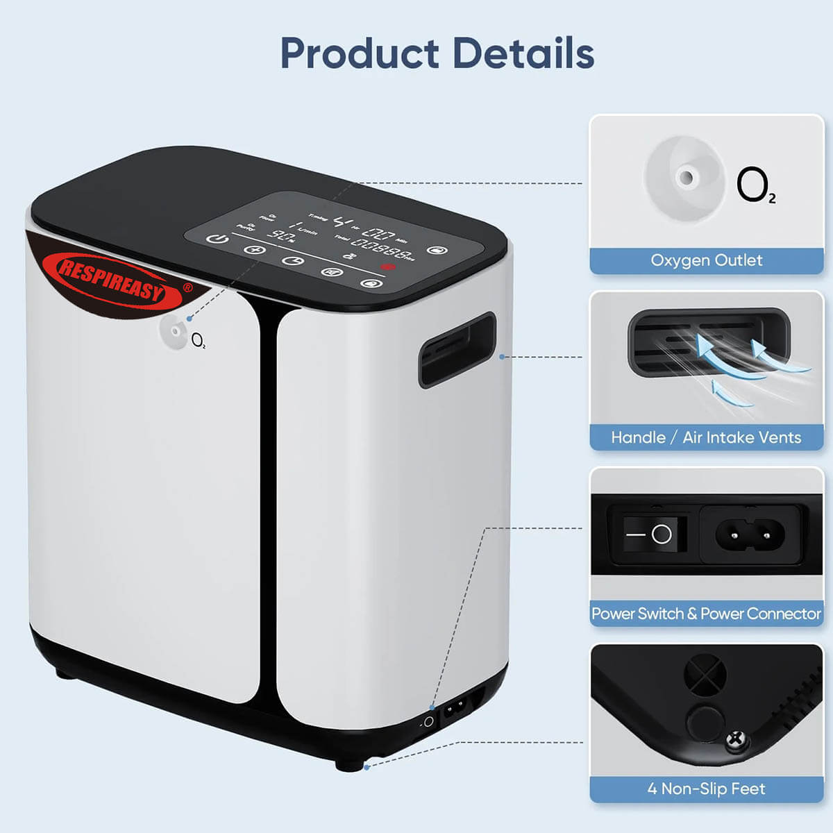 Buy DEDAKJ Portable Oxygen Concentrators 8 Liters Continuous Flow Oxygen Generator O2 Breathing Equipment for Home Personal Care 110V/220V