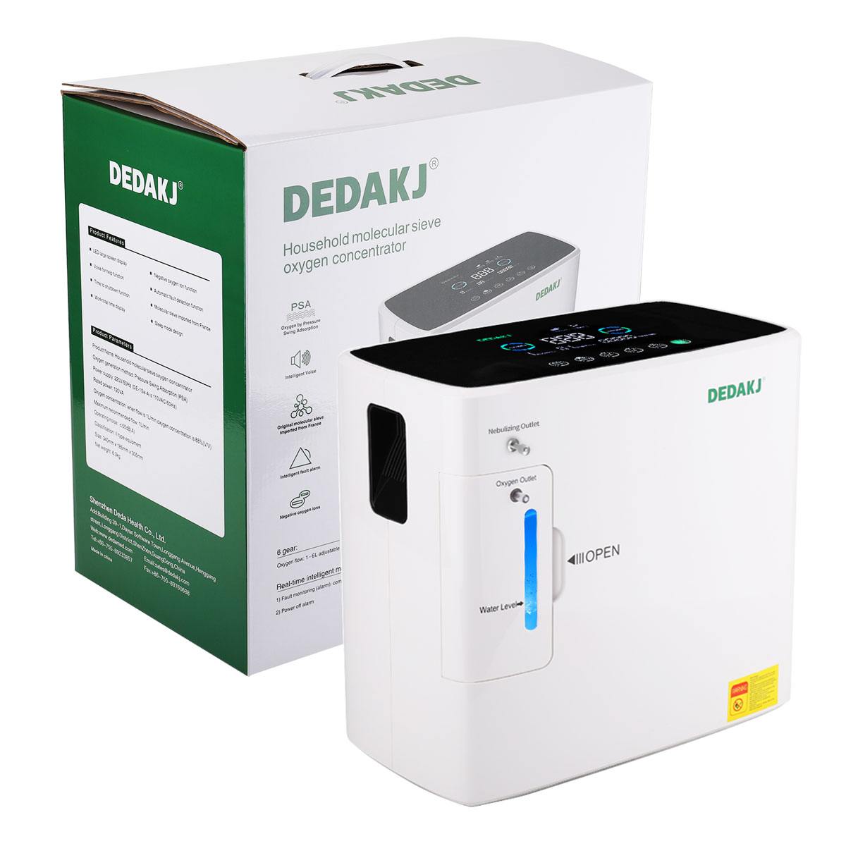 Concentrador de oxígeno de pureza doméstica de flujo continuo de 9 LPM Concentrador portátil de O2 portátil para terapia de respiración médica (DEDAKJ Store Supplier, Stock in USA Canada)