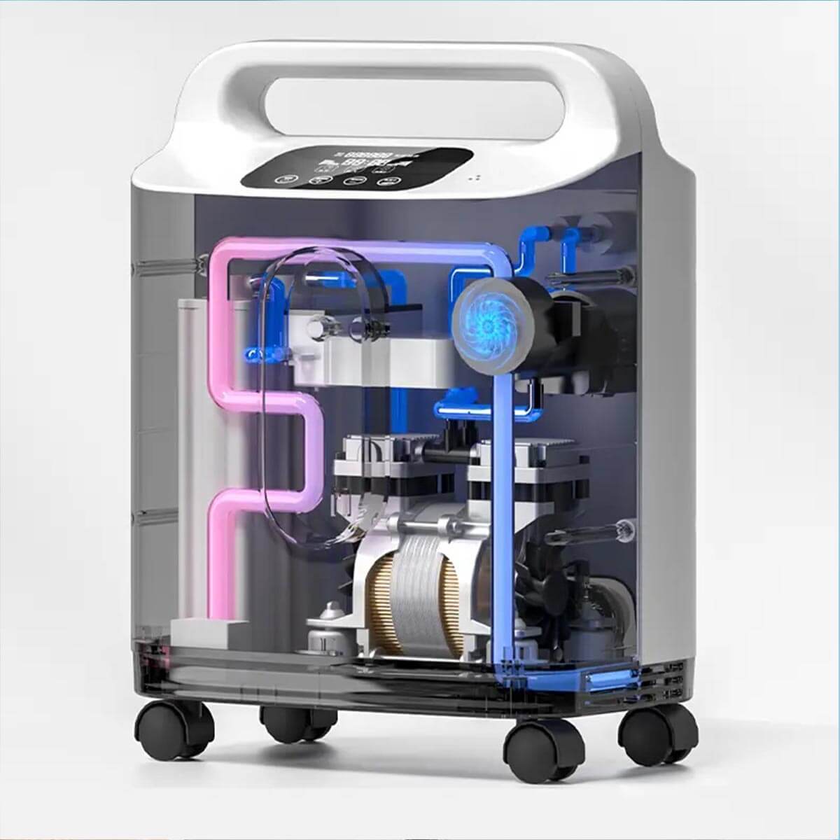 DEDAKJ Concentrador de oxígeno de flujo continuo de 9 litros 93% de concentración O2 Máquina de fabricación portátil para el cuidado personal de la respiración