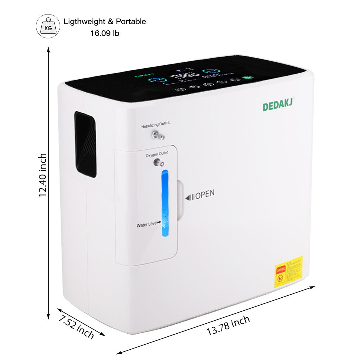 Concentrador de oxígeno de pureza doméstica de flujo continuo de 9 LPM Concentrador portátil de O2 portátil para terapia de respiración médica (DEDAKJ Store Supplier, Stock in USA Canada)